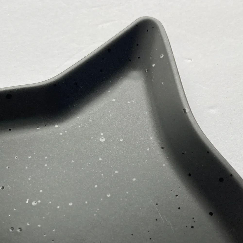 Black Cat-Shaped Stoneware Dinner Plate with Sparkle